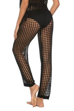 Black Crochet Mesh Beach Cover Up Pants for Women Swim Bottoms