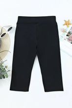 Black Cropped Capri Swim Leggings Stretch Swim Bottoms