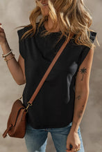 Black Cuffed Armhole Loose Muscle Tee for Women