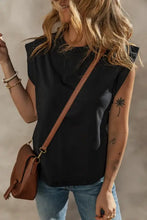 Black Cuffed Armhole Loose Muscle Tee for Women Woman T Shirts