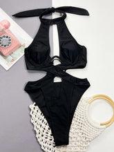 Black Cut-Out One-Piece Swimsuit with Removable Padding and Underwire