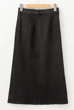 Black Denim Button Front Midi Skirt for Women Woman Skirts