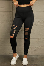 Black Distressed High-Waist Leggings for Women Black