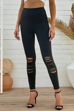 Black Distressed High-Waist Leggings for Women Woman Leggings