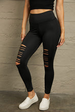 Black Distressed High-Waist Leggings for Women