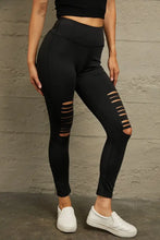 Black Distressed High-Waist Leggings for Women Woman Leggings