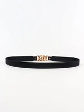 Black elastic PU belt with gold zinc alloy buckle and choker clasp