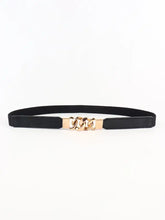 Black elastic PU belt with gold zinc alloy chain buckle