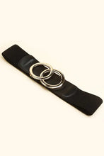 Black elastic PU belt with zinc alloy O-ring buckle