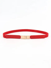 Red elastic skinny belt with gold magnetic buckle for women