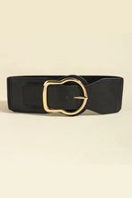 Black zinc alloy PU leather belt with gold heart buckle