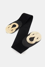 Zara black and cream woven wide belt with twisted alloy buckle