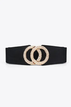 Chanel black elastic wide belt with zinc alloy CC buckle
