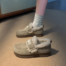 Black Faux Fur Lined Suede Slip On Loafers for Women Sage
