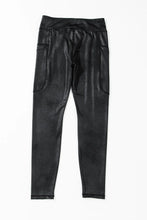 Black Faux Leather Leggings with Pockets