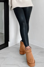 Black Faux Leather Leggings with Pockets Woman Leggings