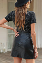 Black Faux Leather Mini Skirt with Studded Details for Women