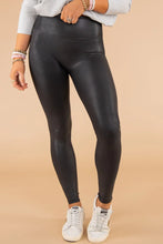 Black Faux Leather Shiny Leggings for Women Black