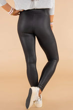 Black Faux Leather Shiny Leggings for Women