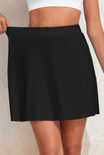 Black Flared Skort with Pocket and Slit in Stretchy Swim Fabric