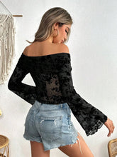 Black Floral Off Shoulder Top for Women