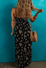 Black floral spaghetti strap empire waist maxi dress