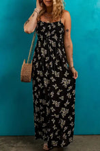 Black floral spaghetti strap empire waist maxi dress