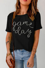 Black Game Day T Shirt for Women Cotton Blend Stretchy Fabric Black