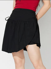 Black Gathered Wrap Mini Skirt for Women Black