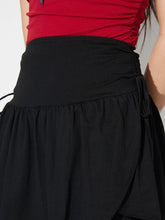 Black Gathered Wrap Mini Skirt for Women