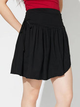 Black Gathered Wrap Mini Skirt for Women