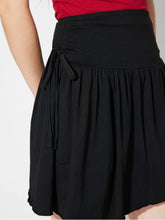 Black Gathered Wrap Mini Skirt for Women