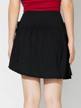 Black Gathered Wrap Mini Skirt for Women