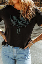 Black Geometric Design T-Shirt for Women Black
