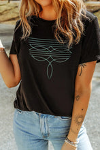 Black Geometric Design T-Shirt for Women