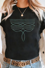 Black Geometric Design T-Shirt for Women
