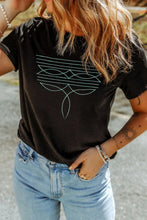 Black Geometric Design T-Shirt for Women