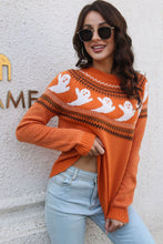 Black Ghost Sweater with Ribbed Round Neck for Women
