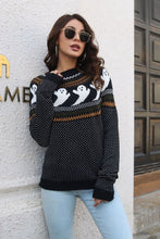 Black Ghost Sweater with Ribbed Round Neck for Women Ghost