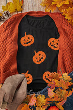 Black Glitter Pumpkin Pattern Halloween T-Shirt for Women