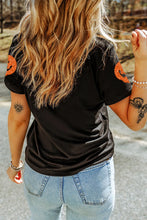 Black Glitter Pumpkin Pattern Halloween T-Shirt for Women