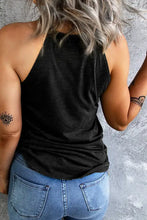 Black graphic tank round neck top with eye tattoo