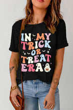 Black Halloween Themed T Shirt for Women in Stretch Cotton Blend Black