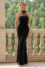 Black Halter Lace Mermaid Maxi Dress Black Maxi Dresses