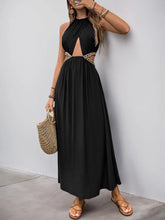 Black Halter Maxi Dress with Side Cutouts