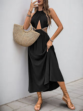 Black Halter Maxi Dress with Side Cutouts