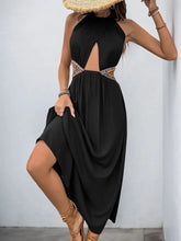 Black Halter Maxi Dress with Side Cutouts Maxi Dresses