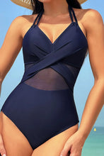 Black Halter Neck One Piece Swimsuit with Removable Padding