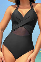 Black Halter Neck One Piece Swimsuit with Removable Padding