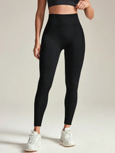 Black High Waisted Athletic Leggings Basic Style Highly Stretchy Black